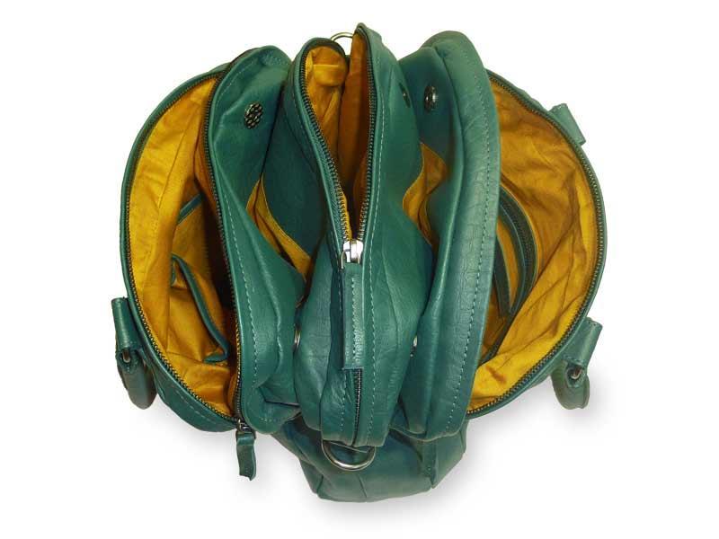 Sticks and Stones - Lederhandtasche Austin Bag - Pine Green Innenansicht