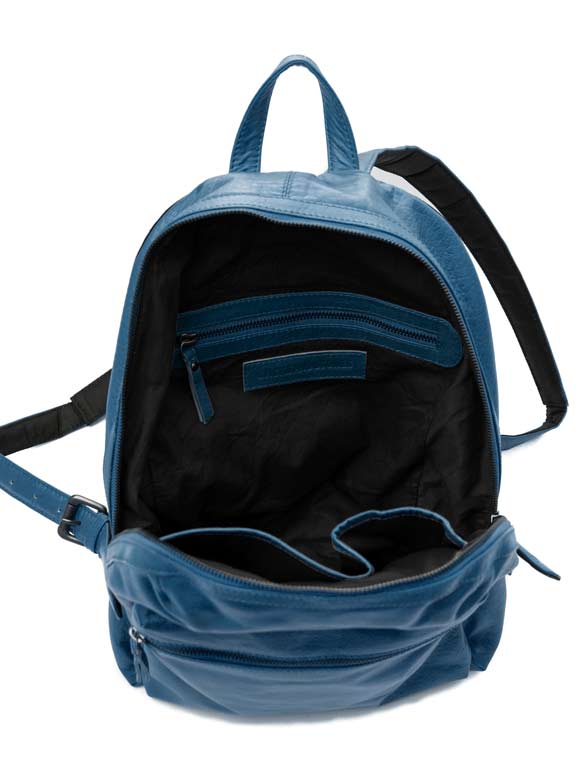 Sticks and Stones - Lederrucksack Brooklyn Backpack - Blue Quartz Innenansicht