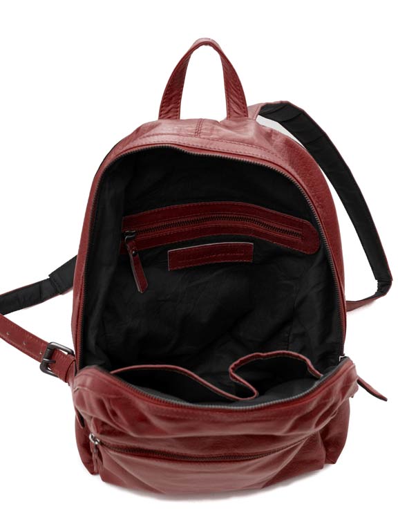 Sticks and Stones - Lederrucksack Brooklyn Backpack - Bright Red Innenansicht