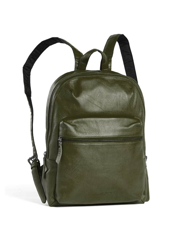 Sticks and Stones - Lederrucksack Brooklyn Backpack - Dark Olive