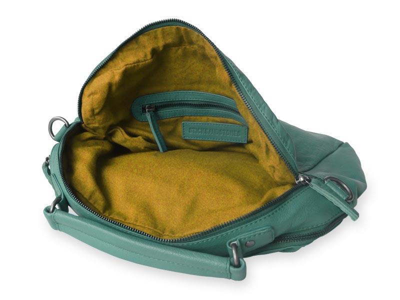 Sticks and Stones - Lederhandtasche Catania Bag - Green Spruce Innenansicht